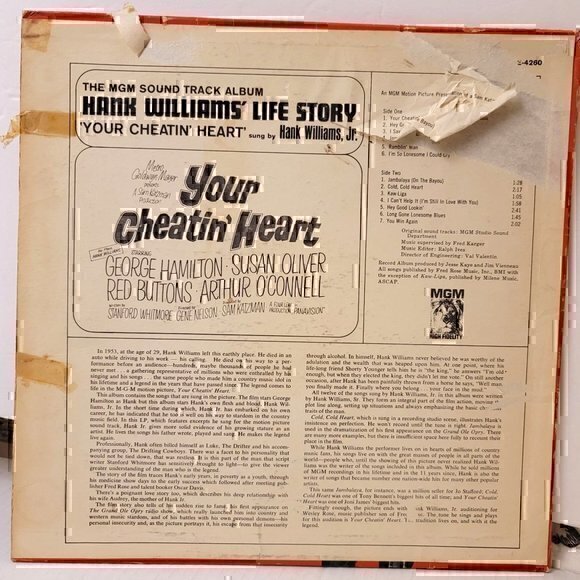 Hank Williams Your Cheatin' Heart Vintage Vinyl Record - Picture 2 of 4